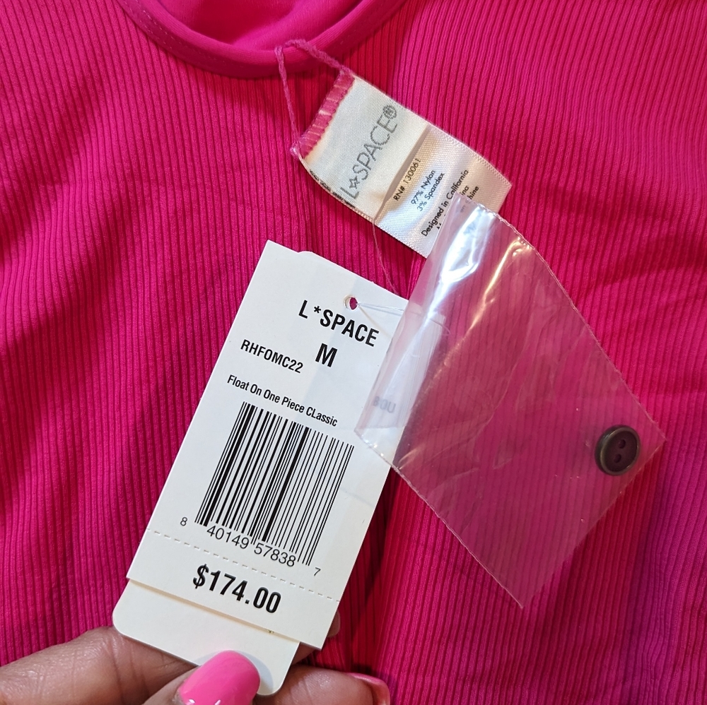 L*Space pink ribbed Henley one piece swimsuit - Picture 5 of 6